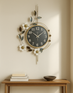 Elegant Floral Wall Clock – Artistic Metal & Resin Home Decor