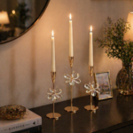 Luxury Crystal Candle Holder Set – 3 Piece Elegant Table Deco